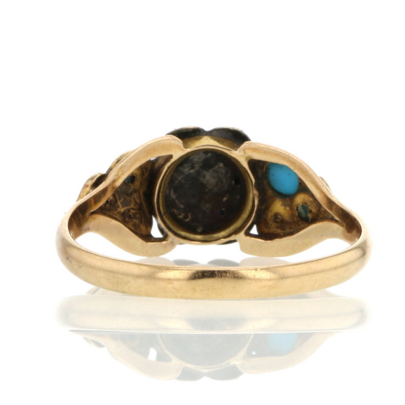 Vintage Victorian Paved Turquoise Ring with Diamond Accent