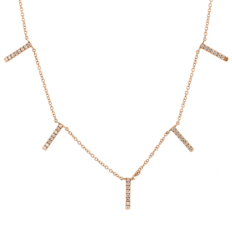 Rose Gold Bar Pave Reversable Necklace