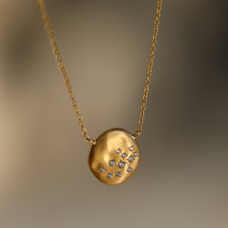 Large Dew Disc 18k Gold Necklace