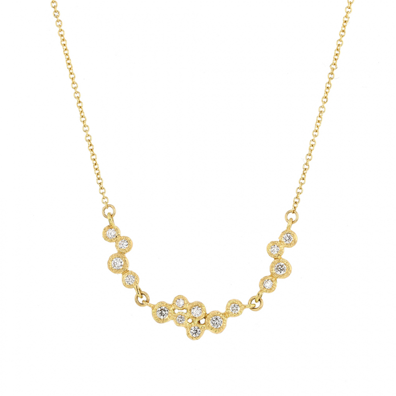 Diamond Cluster 18k Gold Necklace