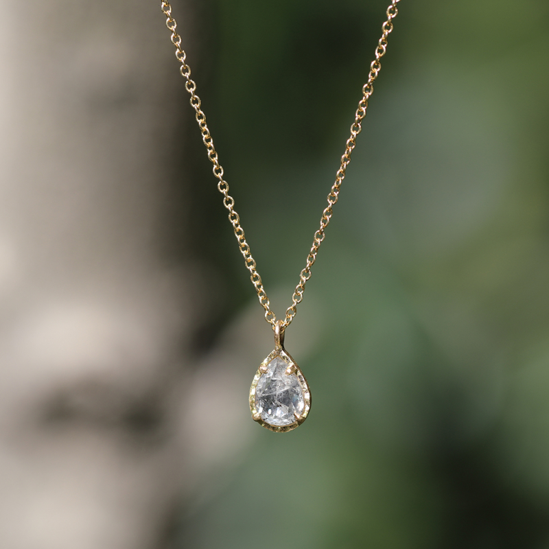 Teardrop Grey Diamond Necklace