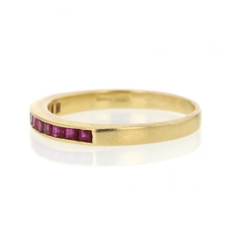 18k Yellow Gold Channel Set Ruby Band