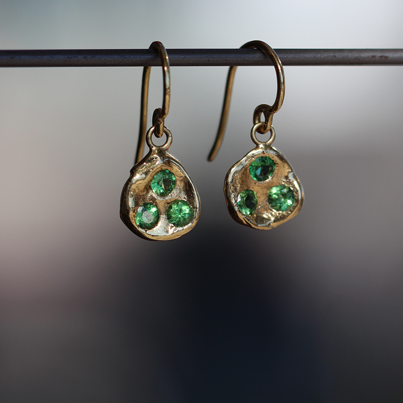 Green Garnet 18k Gold Earrings
